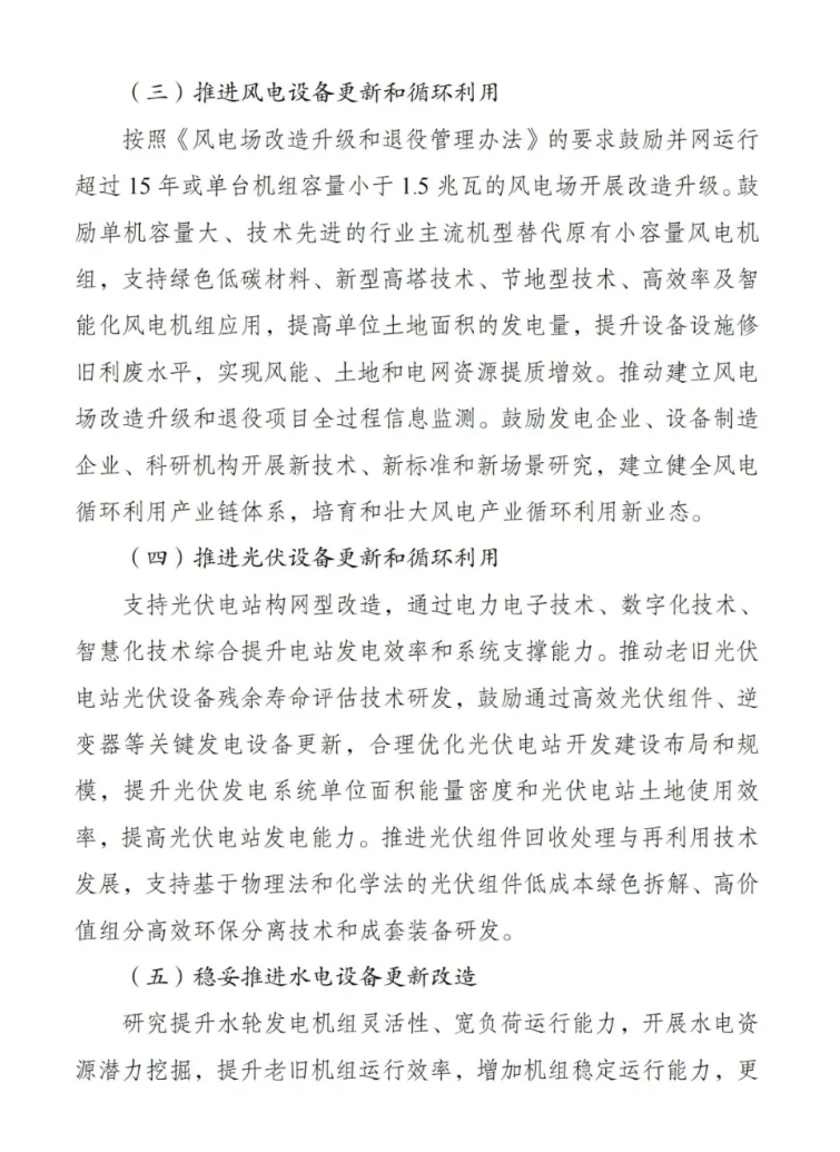 发改委 | 推进风电、光伏设备更新和循环利用-《能源重点领域大规模设备更新实施方案》印发